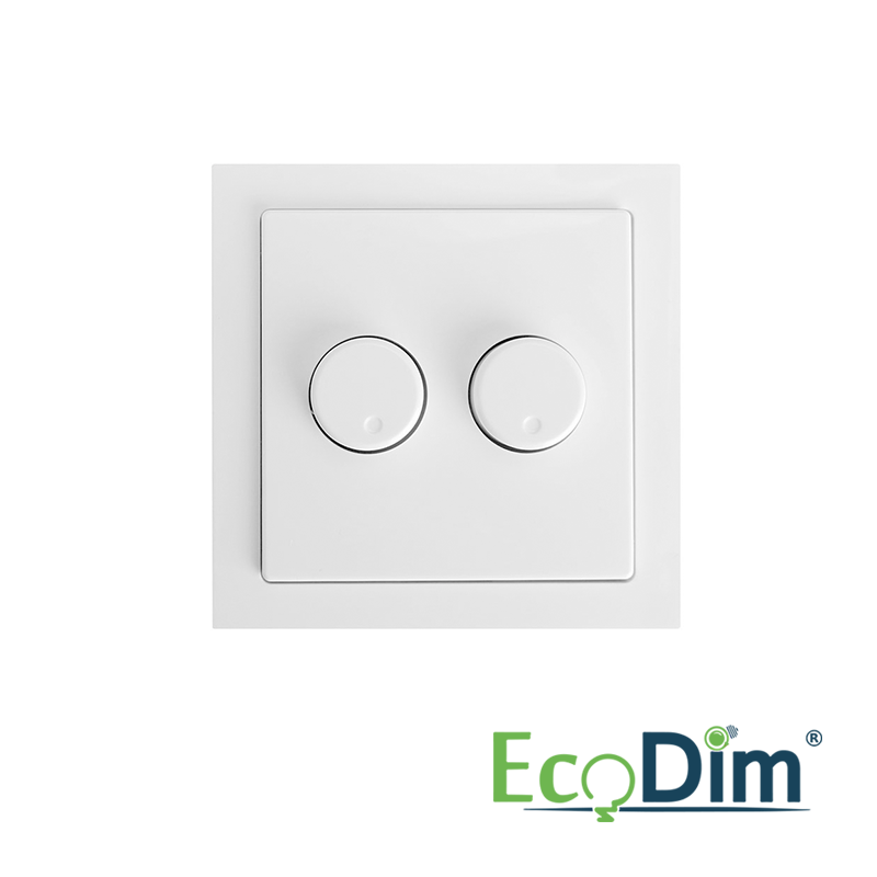 EcoDim Duo dimmerknop passend in Busch-Jaeger Future Linear incl. centraalplaat en raamwerk