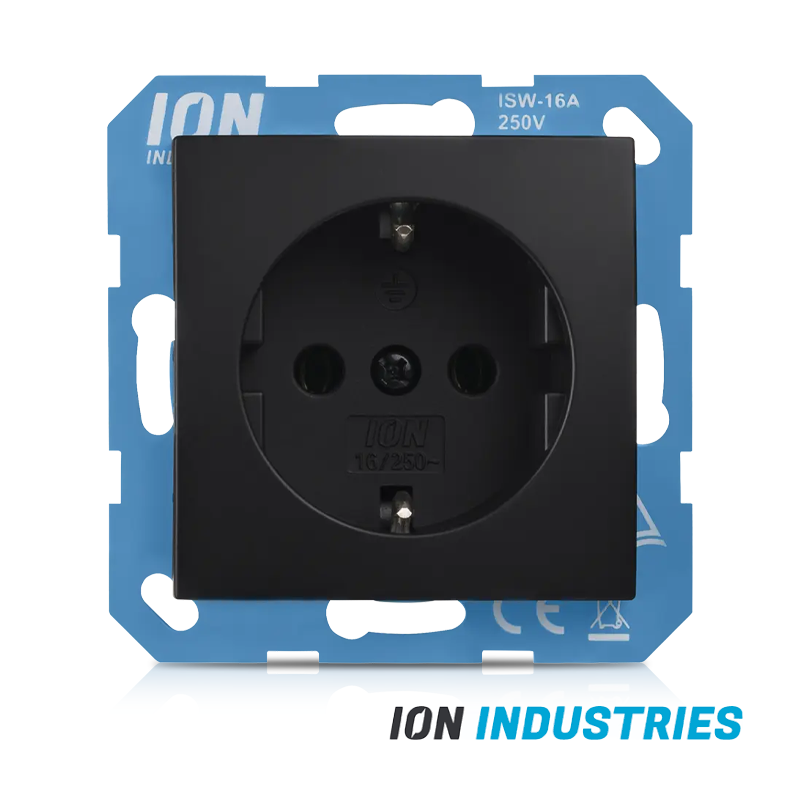 ION INDUSTRIES | Wandcontactdoos RA E1 Mat Zwart