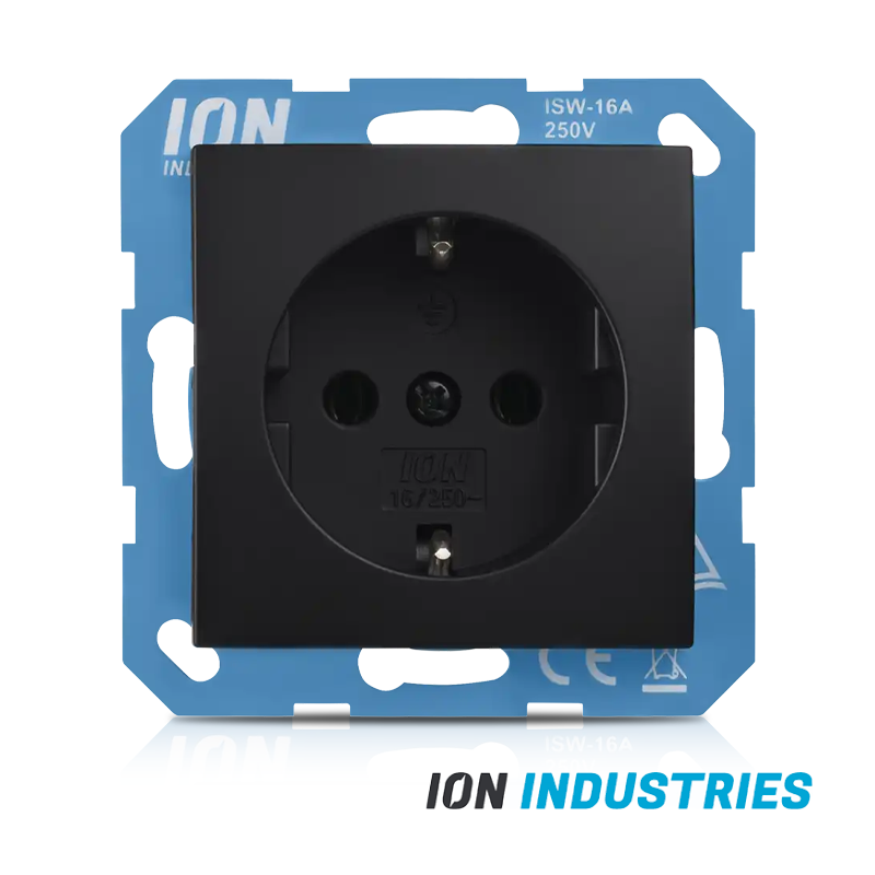 ION INDUSTRIES | Wandcontactdoos RA met Aanraakbeveiliging E1 Mat Zwart