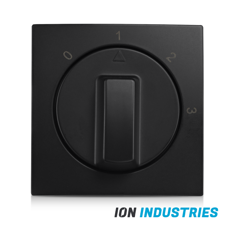 ION INDUSTRIES | Centraalplaat met Draaiknop 3-standenschakelaar met Nulstand E1 Mat Zwart