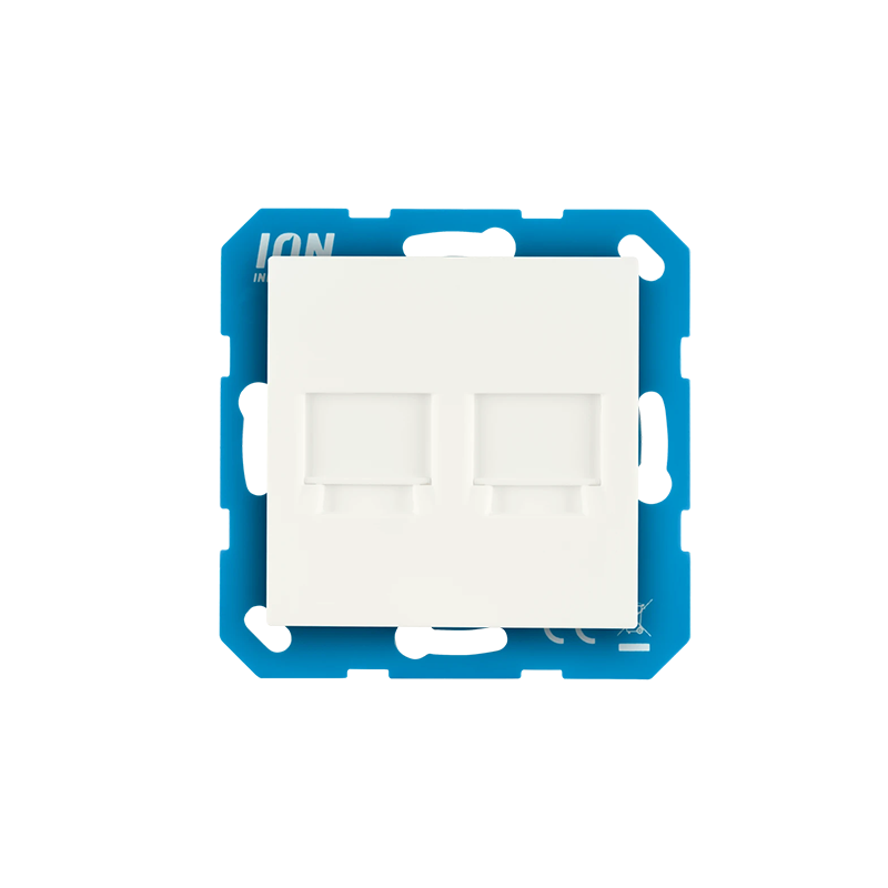 ION Industries | Modular Jack 2-voudig met Centraalplaat V1/J1 Mat Alpin Wit