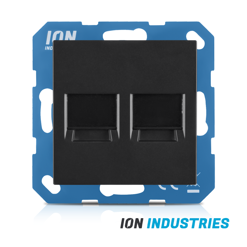 ION INDUSTRIES | Modular Jack 2-voudig met Centraalplaat V1/J1 Mat Zwart