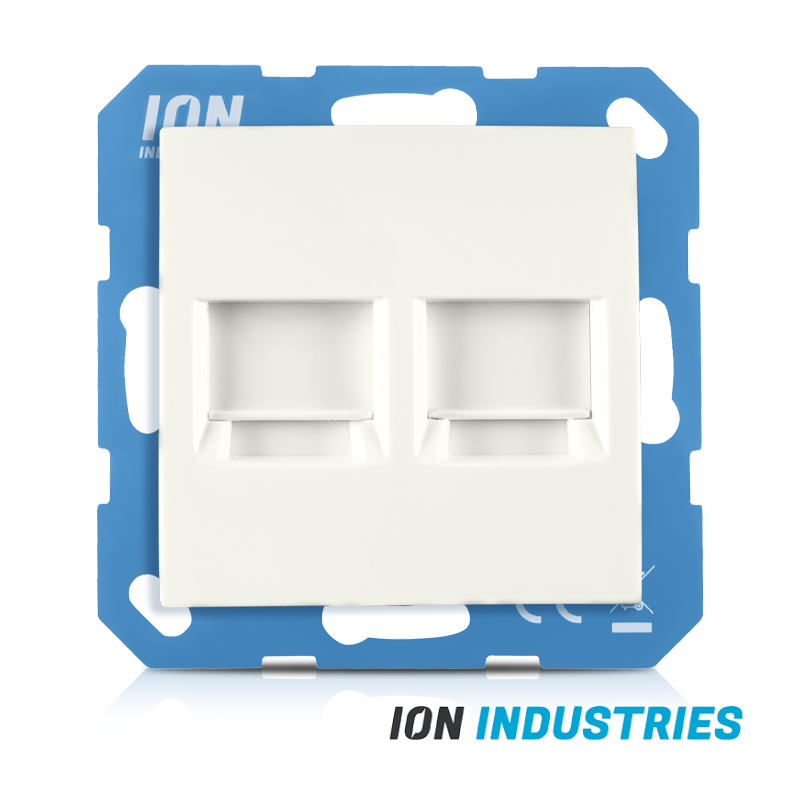 ION INDUSTRIES | Modular Jack 2-voudig met Centraalplaat E1 Alpin Wit