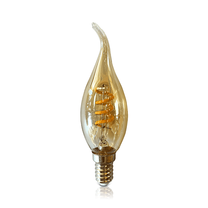 LED FILAMENT E14 KAARS TIP DIMBAAR AMBER 1.6W - 2400K