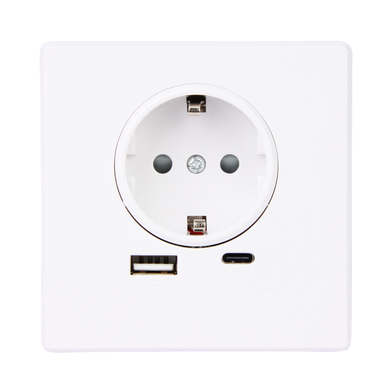 WANDCONTACTDOOS MET USB-A &amp; USB-C AANSLUITING WIT