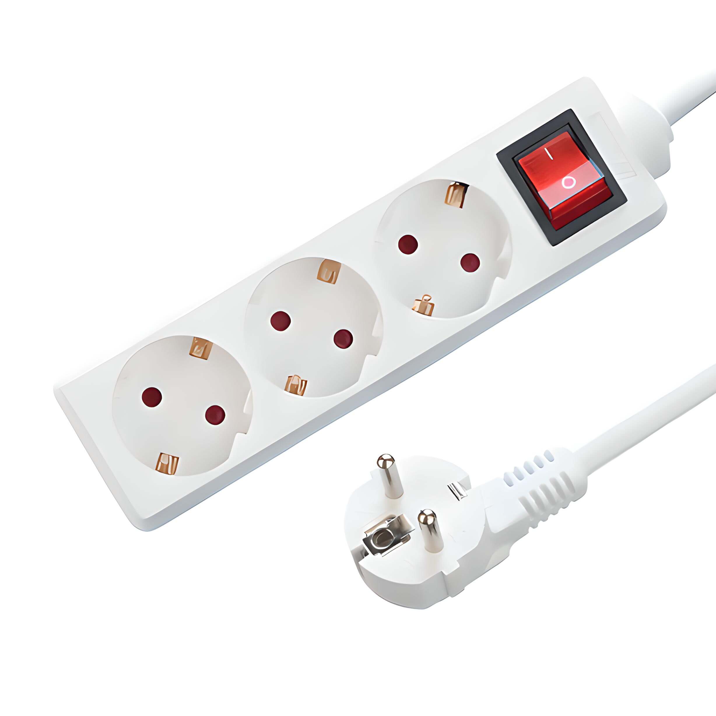 DRIEVOUDIGE TAFELCONTACTDOOS MET SCHAKELAAR 1.5M WIT