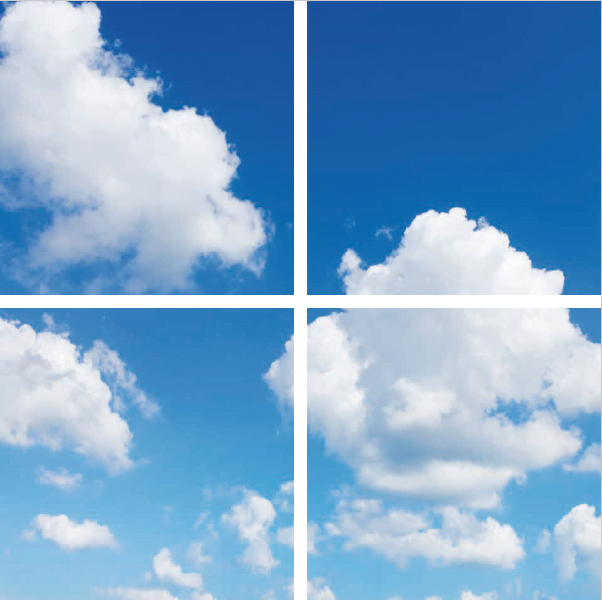 FOTOPRINT afbeelding wolk verdeeld over 4 panelen 595 x 595 mm