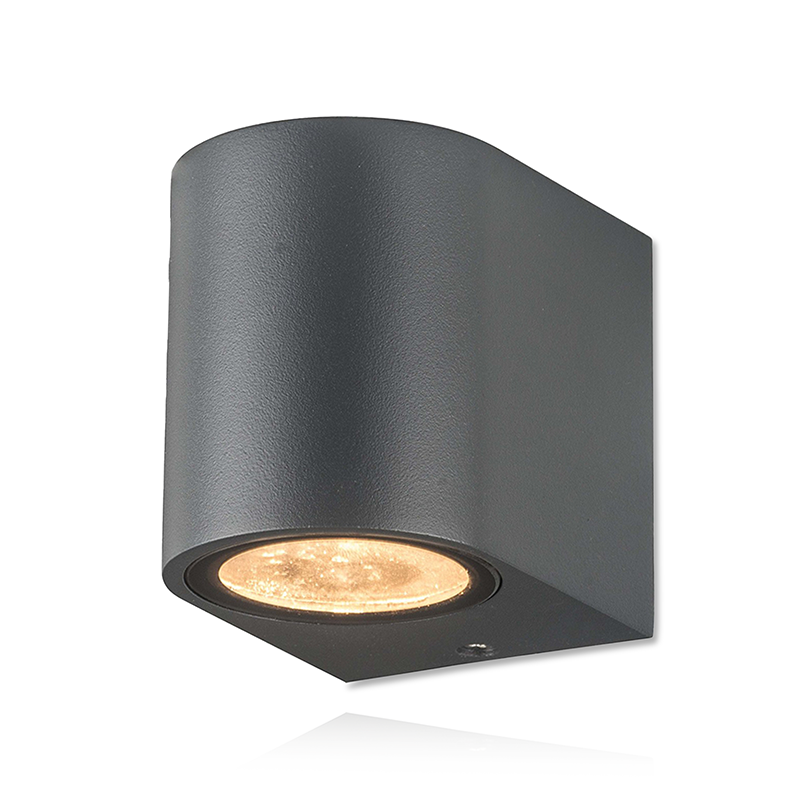 BUITEN WANDARMATUUR VIERKANT MET 1xGU10 FITTING GRIJS