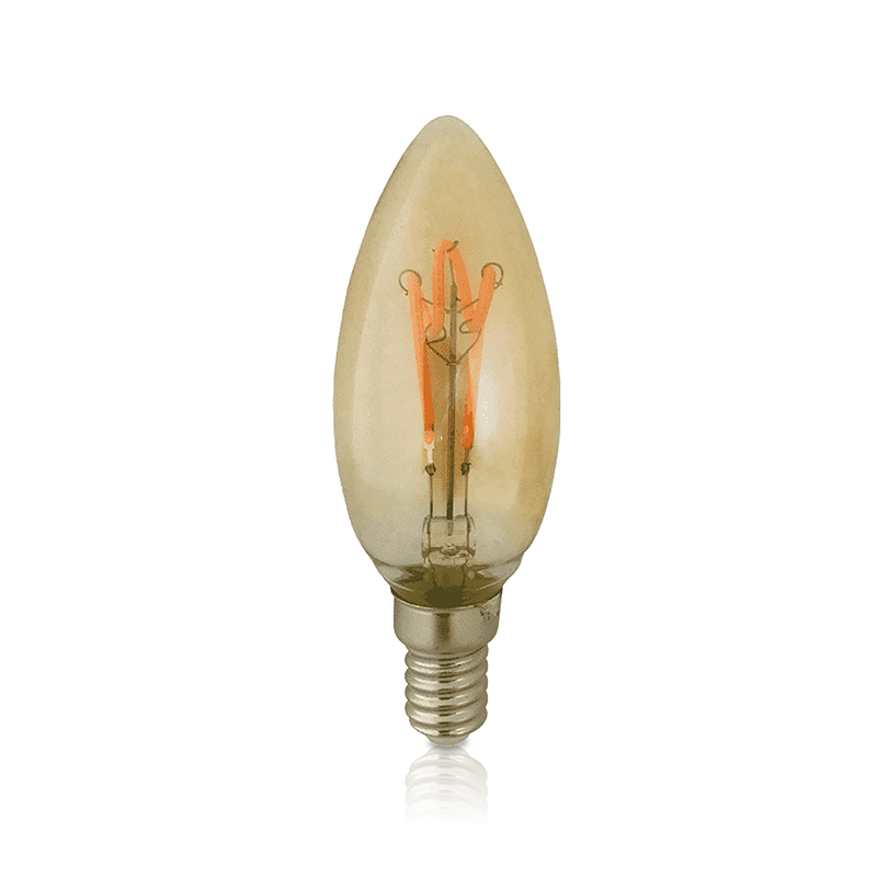 LED FILAMENT E14 KAARS DIMBAAR AMBER 4W - 2200K | Warm white