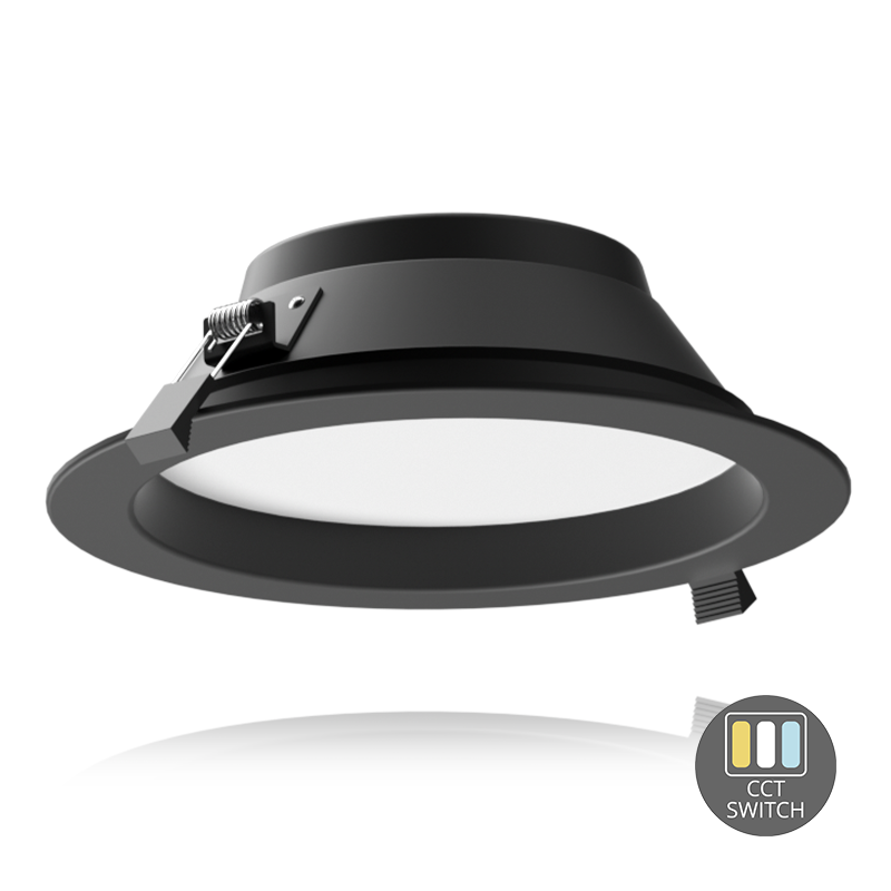 LED DOWNLIGHT ORTHO ZWART CCT-SWITCH Ø195