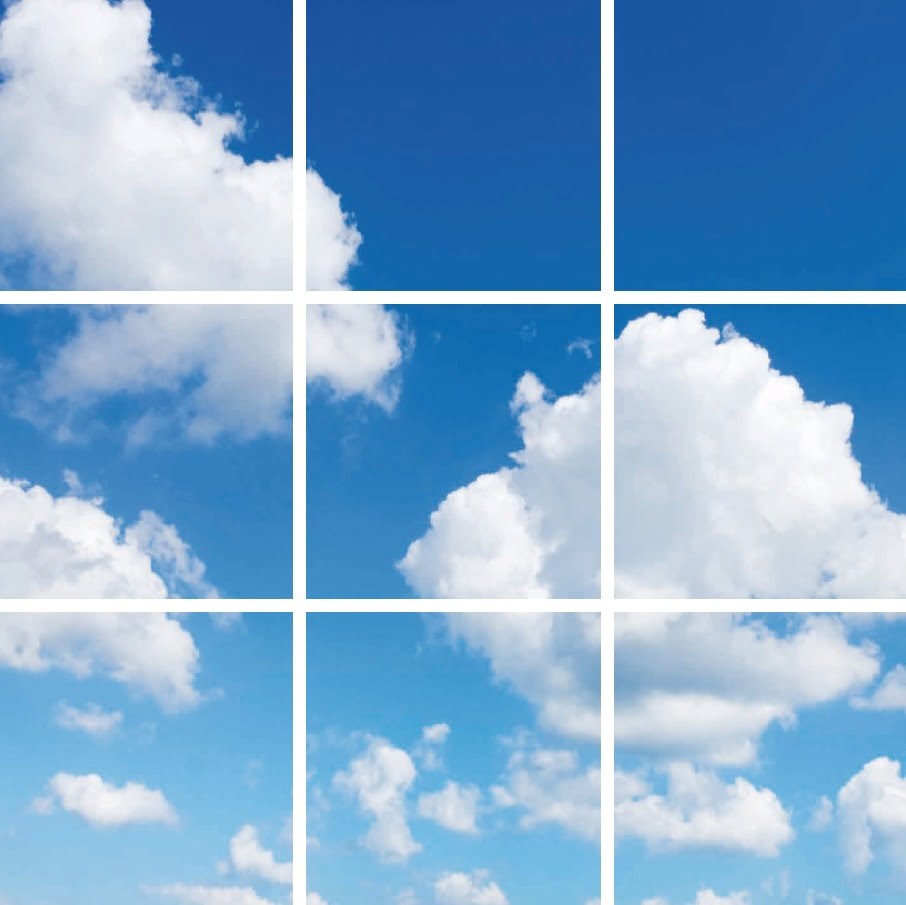 FOTOPRINT afbeelding wolk verdeeld over 9 panelen 595 x 595 mm
